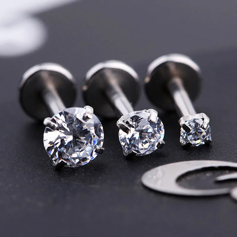 Европейской и американской моды titanium стали пирсинг для языка украшения для пирсинга с цирконом кольцо для губ длинные серьги-гвоздики