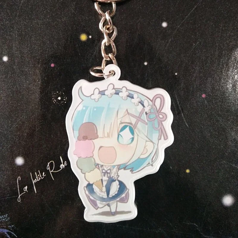 Брелок для ключей с рисунком из аниме Re:Zero kara Hajimeru Isekai Seikatsu Natsuki Subaru Emilia Rem