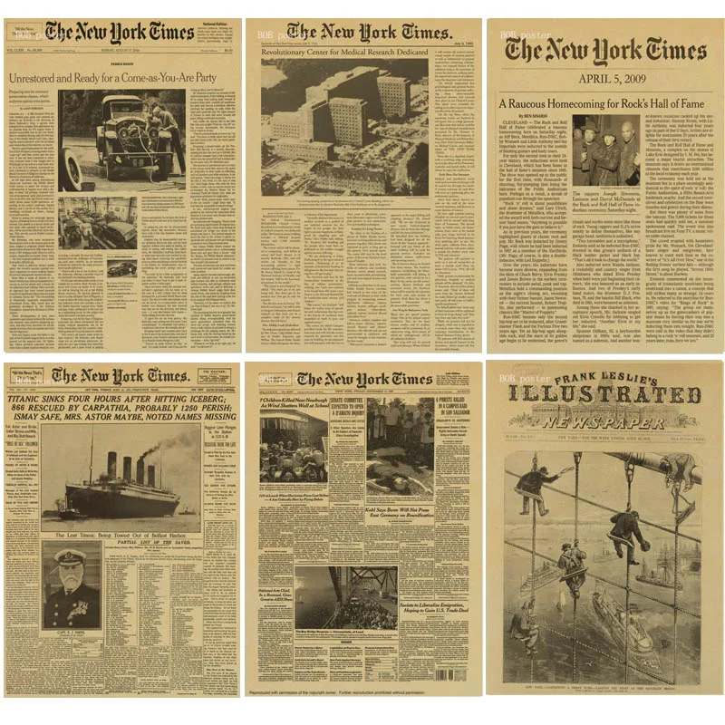 

New York Times poster Retro kraft paper vintage poster Historical Moment Poster Decorative Wall Sticker