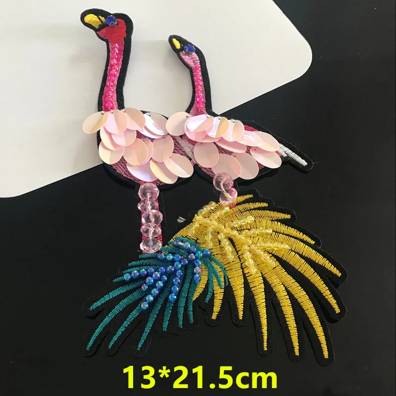 3D Стразы ручной работы из бисера нашивки птицы фламинго петух пришить блестками