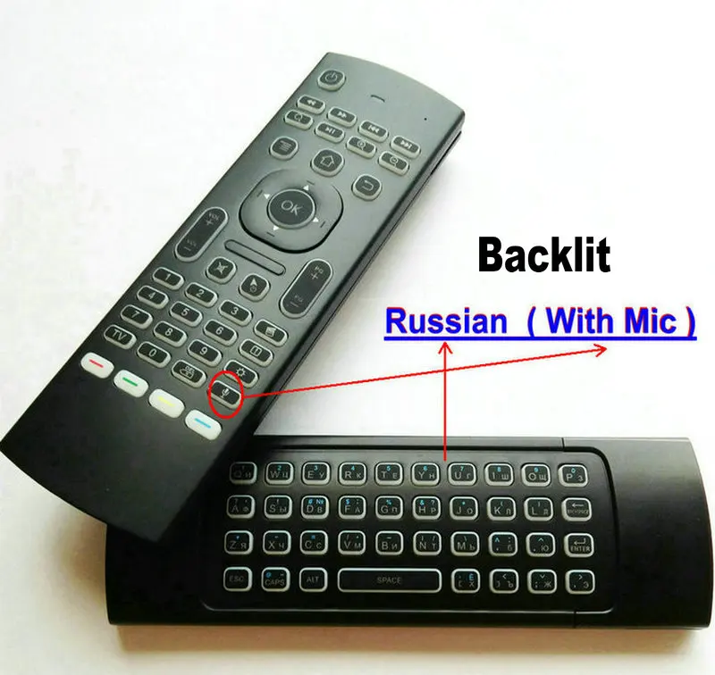Tikigogo 2,4G MX3 Pro Клавиатура с подсветкой Air mouse русская Голосовая 5 IR обучающая для Android Smart tv Box ноутбук ПК Пульт дистанционного управления - Цвет: Russian with Mic