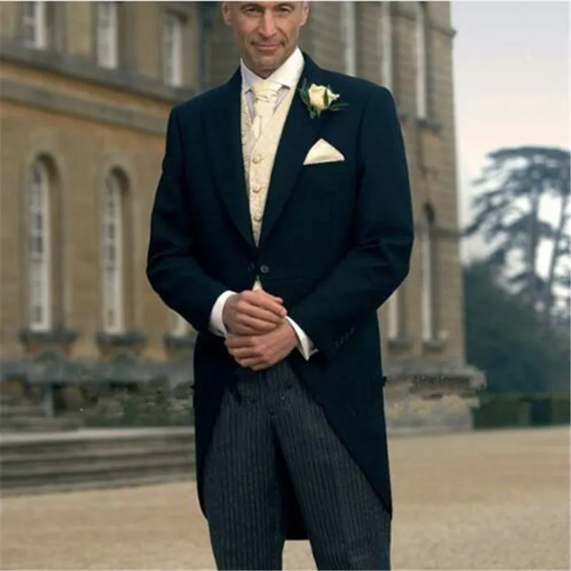 Темно-синий длинный индивидуальный пиджак деловые свадебные костюмы для мужчин 3