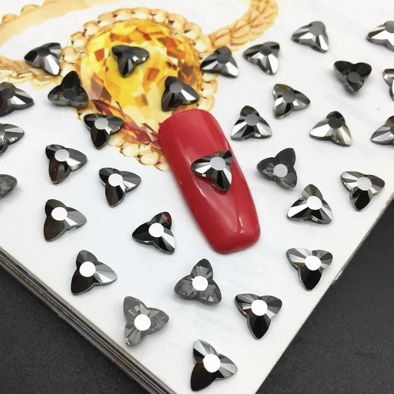 

Trefoil-shaped Ore black Jet Crystal Stones Flatback special-shaped Glass Nail Rhinestones For Nails Art 3D Decorations Accessor