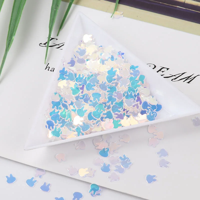 New10g/сумка, голубые блестки для ногтей, ПЭТ звезда, сердце, луна, Сакура, блестки, пайетки для маникюра, свадебные конфетти, аксессуары для ногтей - Цвет: 4mm Ribbit Head