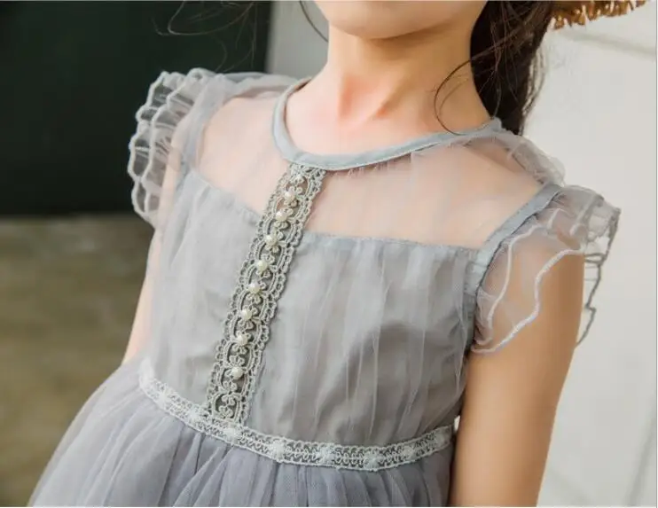 Оптовая нежный новый лета малышей платье принцессы дети девушки puff рукавом