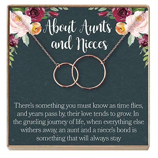 EVIL EYE Aunt-Niece Necklace Gift Jewelry Quotes Aunt 2 Interlocking Circles KP001 | Украшения и аксессуары