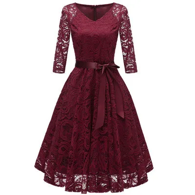 Wine red CD1592X# бежевые кружевные короткие вечерние платья с v-образным вырезом и бантом, праздничное платье для одноклассника, свадебное платье для выпускного, дешевая женская одежда оптом - Цвет: Wine red