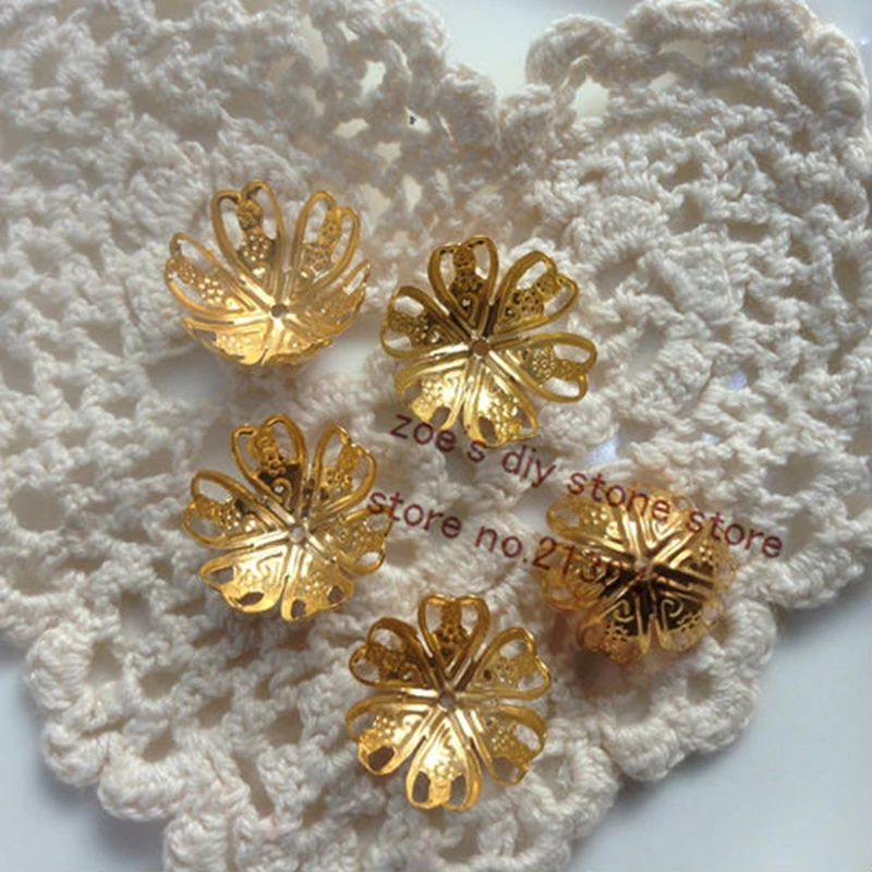 

16MM 300Pcs/Pack Gold Color Metal Bead Caps Jewelry Findings Accessories