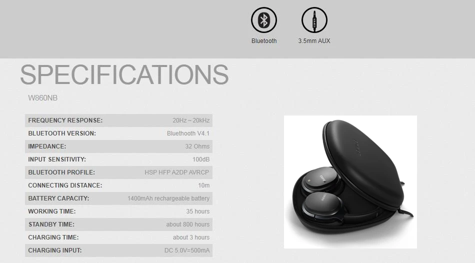 Edifier W830BT/W860NB Bluetooth наушники, накладные беспроводные наушники, стерео гарнитура Hi-Fi
