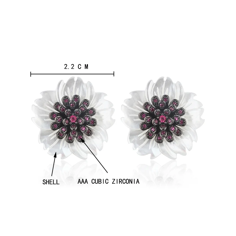 

2019 New Trendy Flower Shell AAA Cubic Zirconia Detachable Stud Earrings Fashion Jewelry Wedding Party Gift Women's Fashion