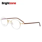 Brightzone Винтаж чистый IP гальванизирует половина оправы превосходная очки в овальной оправе круглые-очки-оправы очки Oculos De Grau Gafas
