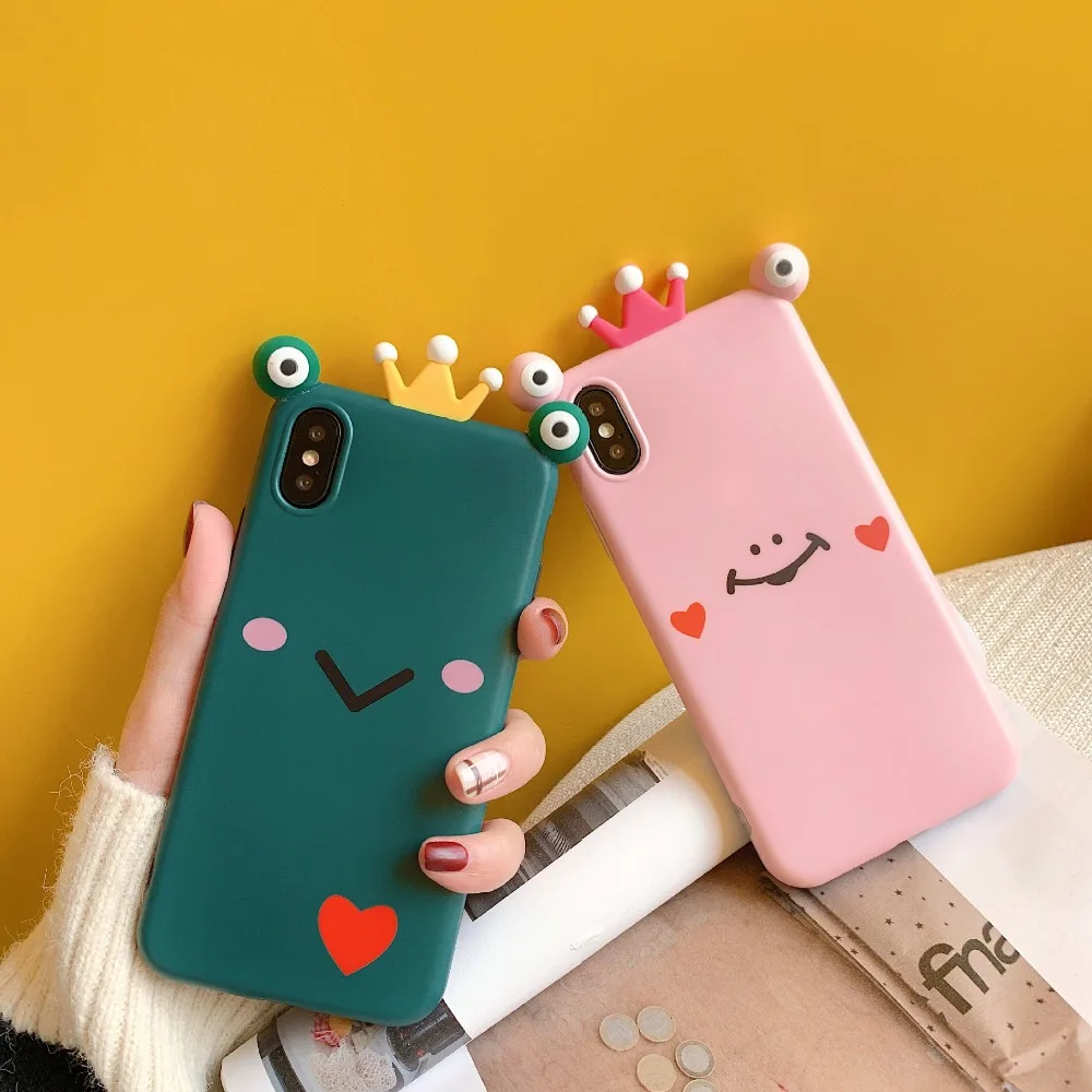 PGSD Чехол для мобильного телефона с милой короной лягушкой iphone XS XR MAX apple 7/8 Plus 6s
