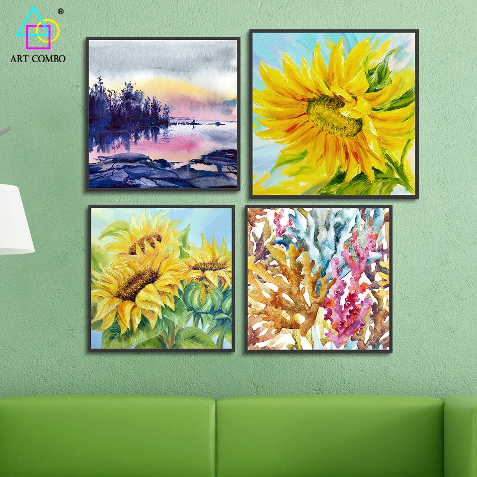Unframed Красивый Коралловый Цветок Картина Маслом Стены Искусства Picture Home Decor для