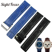 22mm 24mm black brown blue watchbands for breitling navitimer bracelet wristband leather straps belts correas masculino hombres