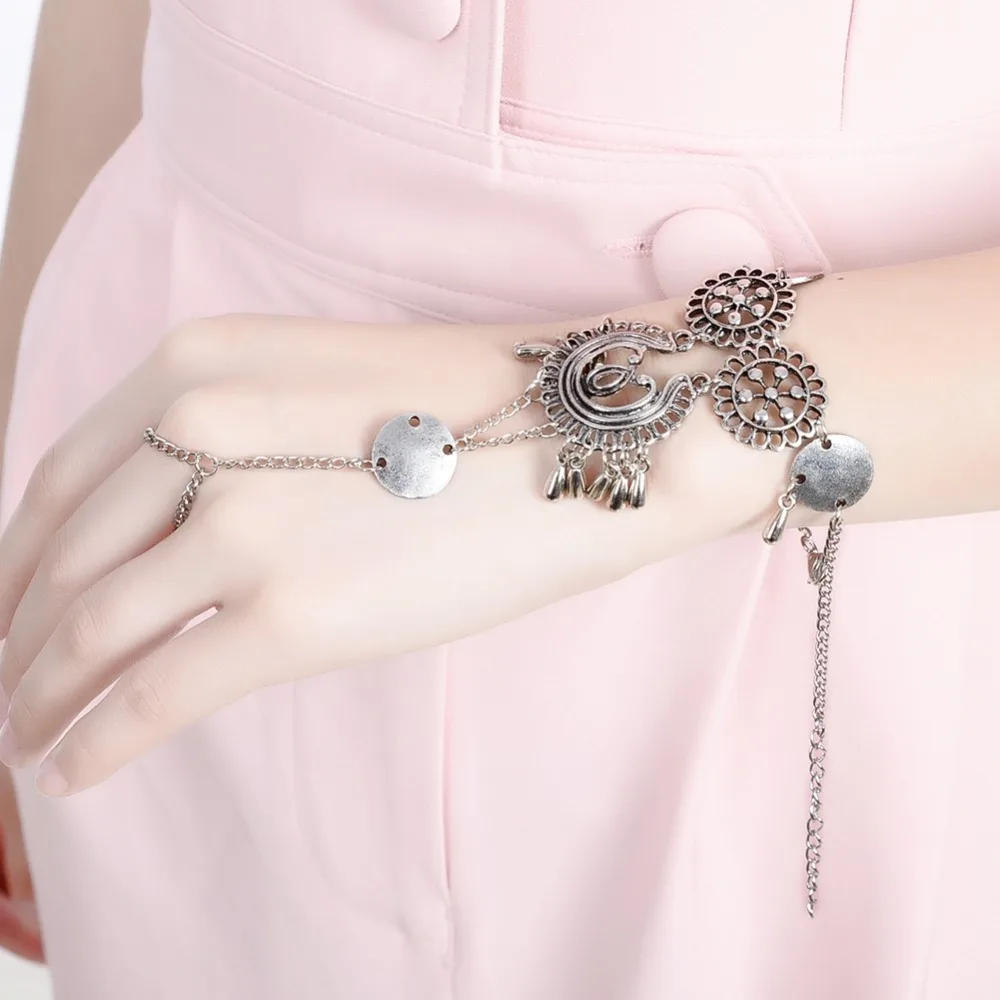 Цыганская цепь на палец в стиле бохо винтажные браслеты с цветами античный