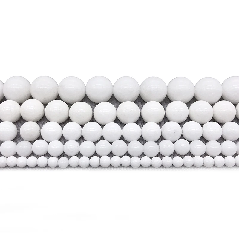 Круглые бусины из натурального камня белый фарфор размер 4/6/8/10/12 мм сделай сам