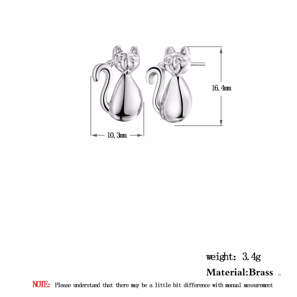 CHENGXUN для девочек подростков 3D Кот серьги гвоздики ювелирное изделие в виде