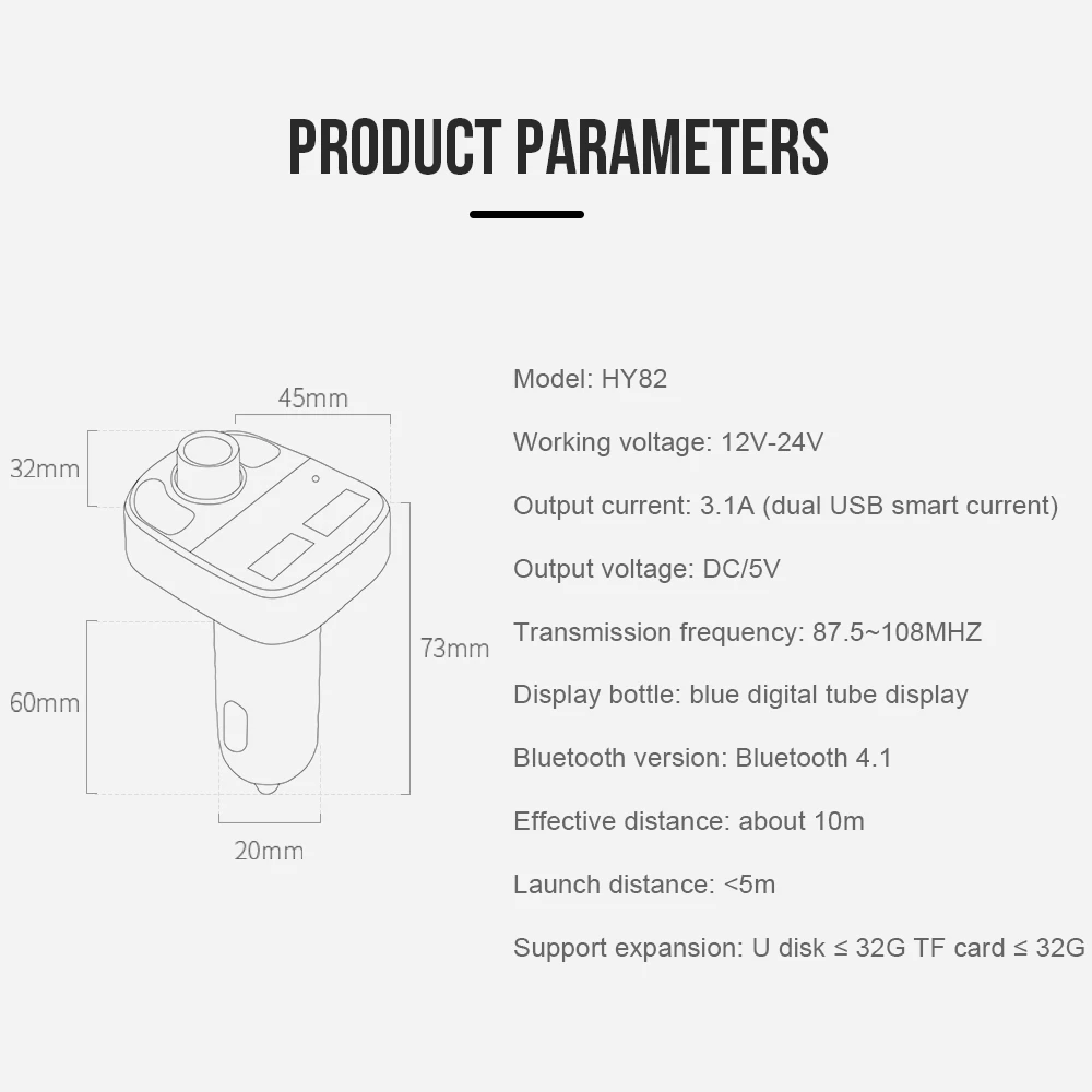 Vehemo 12 V-24 V Dual USB Автомобильное зарядное устройство Bluetooth автомобильный набор, свободные руки, MP3 FM стерео Универсальный Автомобильный громкой связи