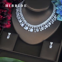 hibride new design square cubic zircon around necklace earrings sets classic women wedding bridal jewelry set for female n 214