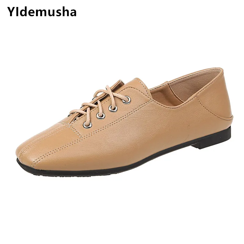 

Женская нескользящая обувь YIdemusha, повседневная обувь из искусственной кожи на плоской подошве, со шнуровкой, весна-осень 2019