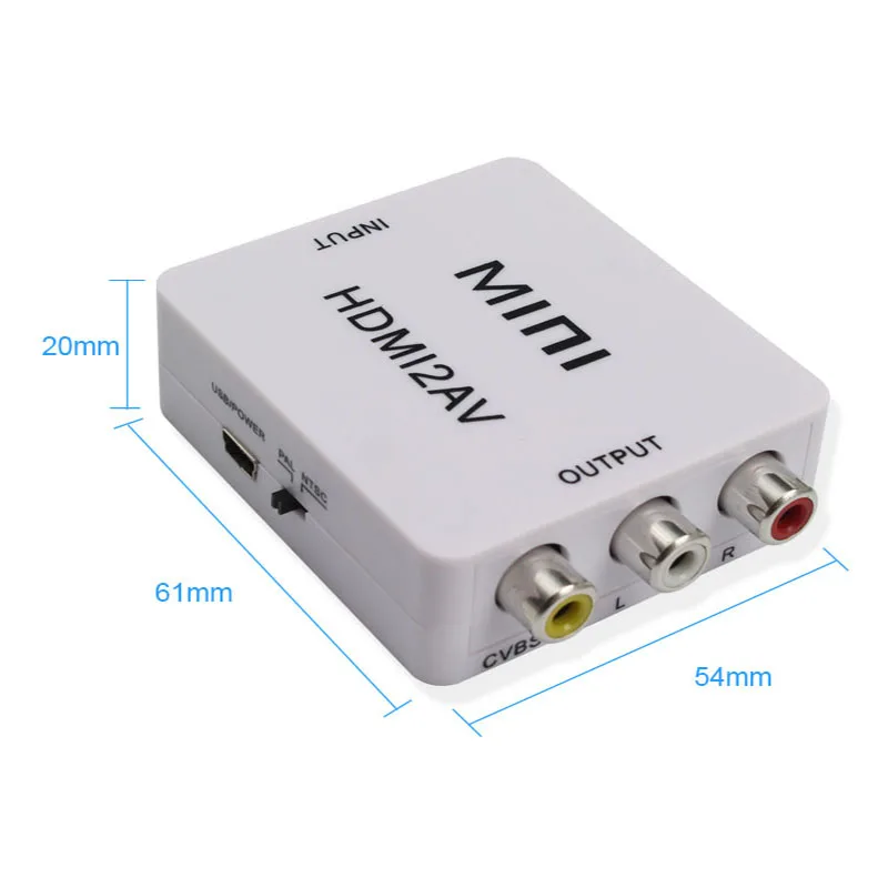 HDMI К AV адаптер HD видео конвертер мини коробка к RCA AV/CVSB L/R 1080P HDMI2AV Поддержка NTSC PAL| |