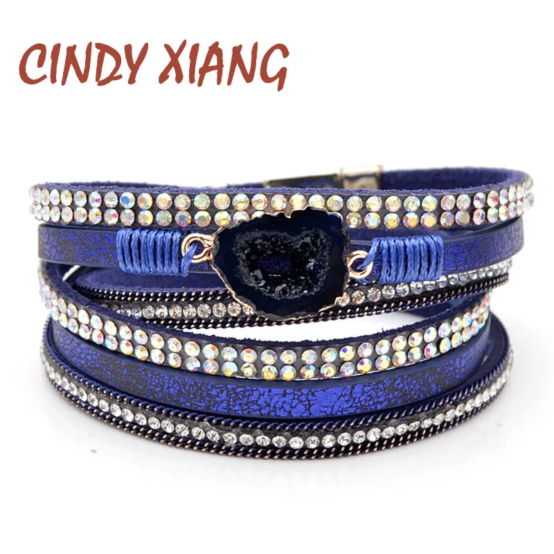 Женские и мужские кожаные браслеты CINDY XIANG 3 цвета модные унисекс с натуральным