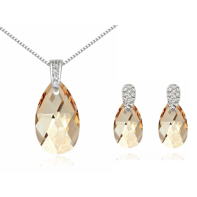 Женский ювелирный комплект из колье и серёг с австрийским кристаллом SWAROVSKI|crystals