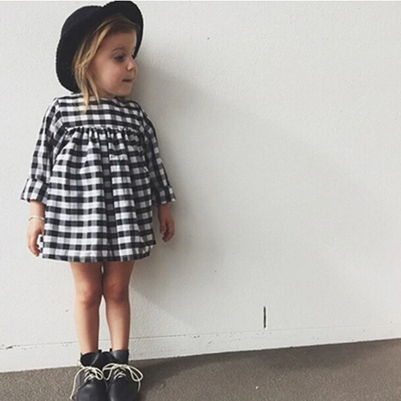 Girls Dresses New 2021 Baby Costume Dress For Long Sleeve Plaid European Vestido Vetement Fille Kids Party Clothing | Детская одежда и