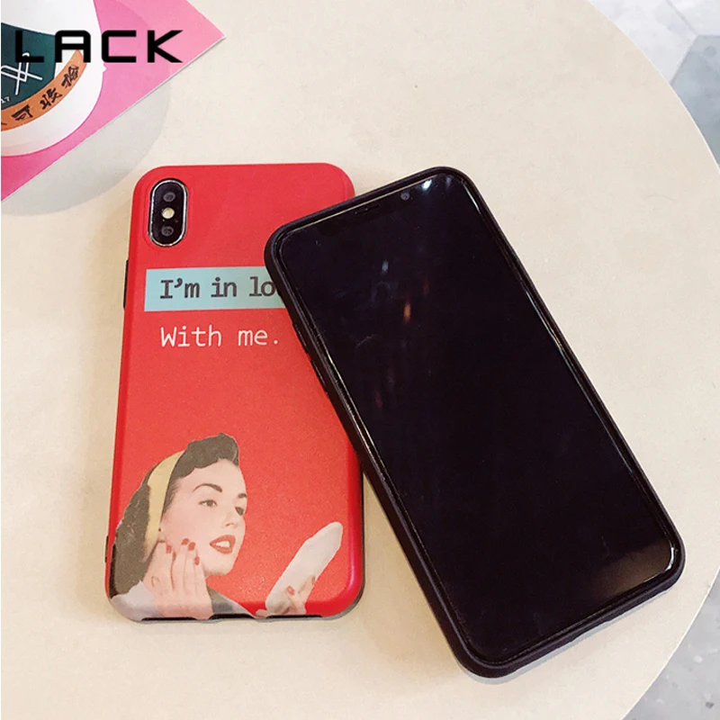 LACK Lovely Letter Soft Phone Case For iphone 7 6 6s 8 Plus Fashion Cartoon Cool Girl Cases X Selfie Back Cover Coque