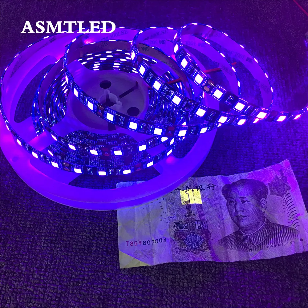 Высококачесветодиодный фиолетовая светильник ная УФ-лента SMD5050 белая/черная