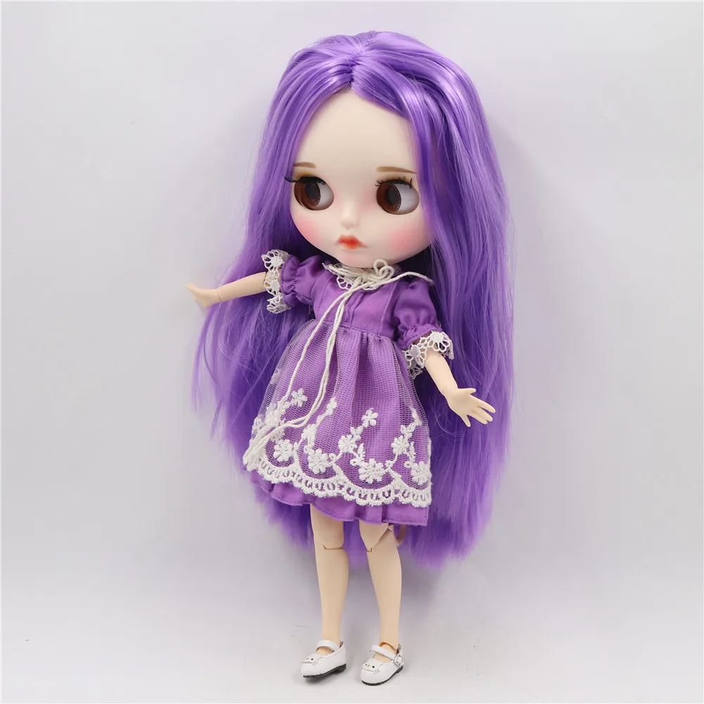 Кукла Blyth doll от ICY DBS белая кожа суставы тела фиолетовые волосы новое матовое лицо