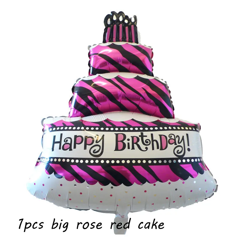 1pcs big cake Шар с днем рождения Воздушные буквы Алфавит розовое золото фольга воздущные шары Детские игрушки Свадьба День Рождения вечерние гелиевые шары - Цвет: 1pcs big cake