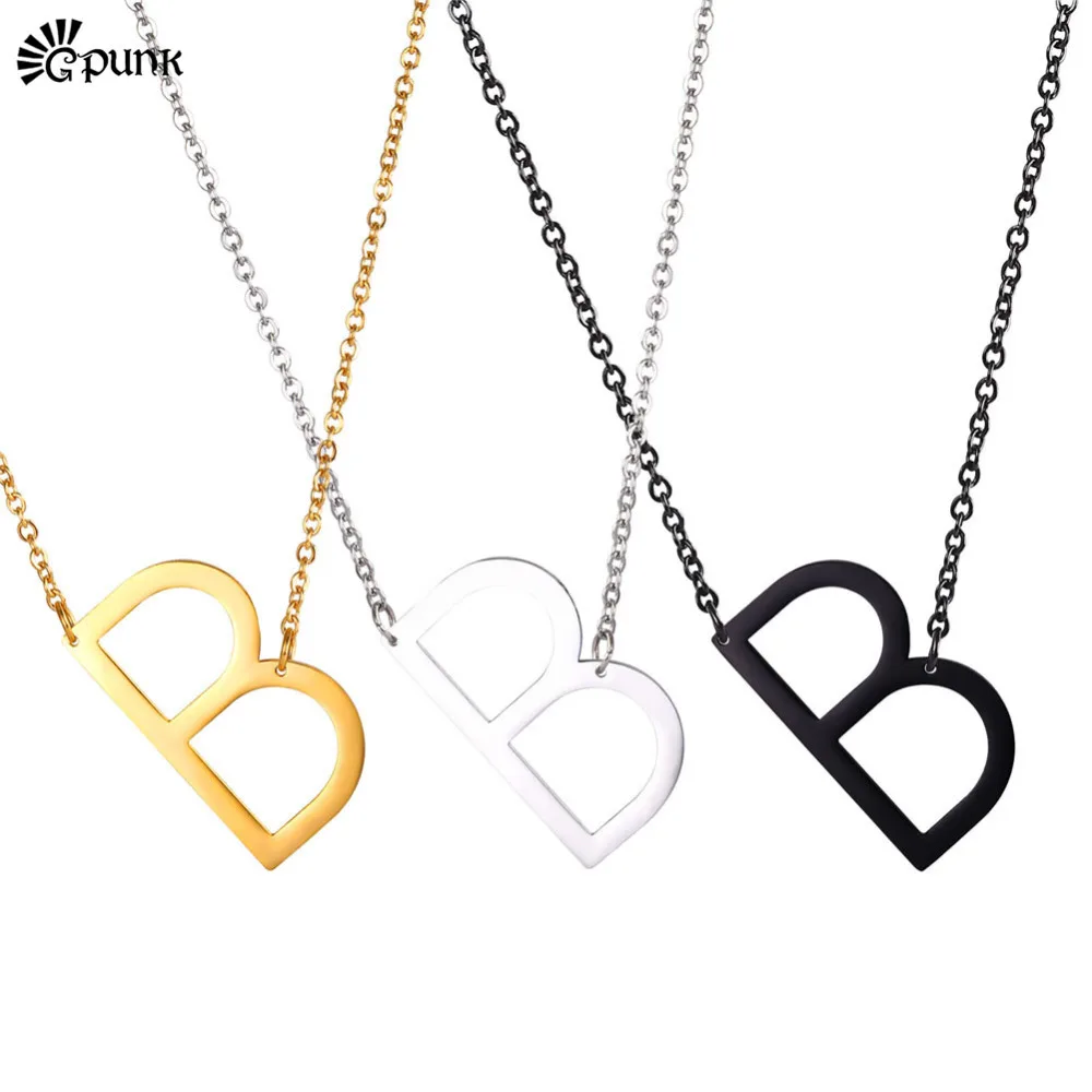 

Fashional 26 Alphabet necklace stainless steel initial letter pendant with chain gold color women jewelry P2602G