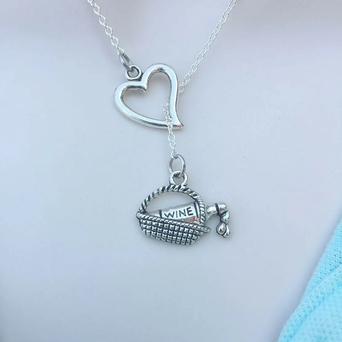 Модные аксессуары в форме сердца I Love Подвеска винная бутылка подвеска ретро