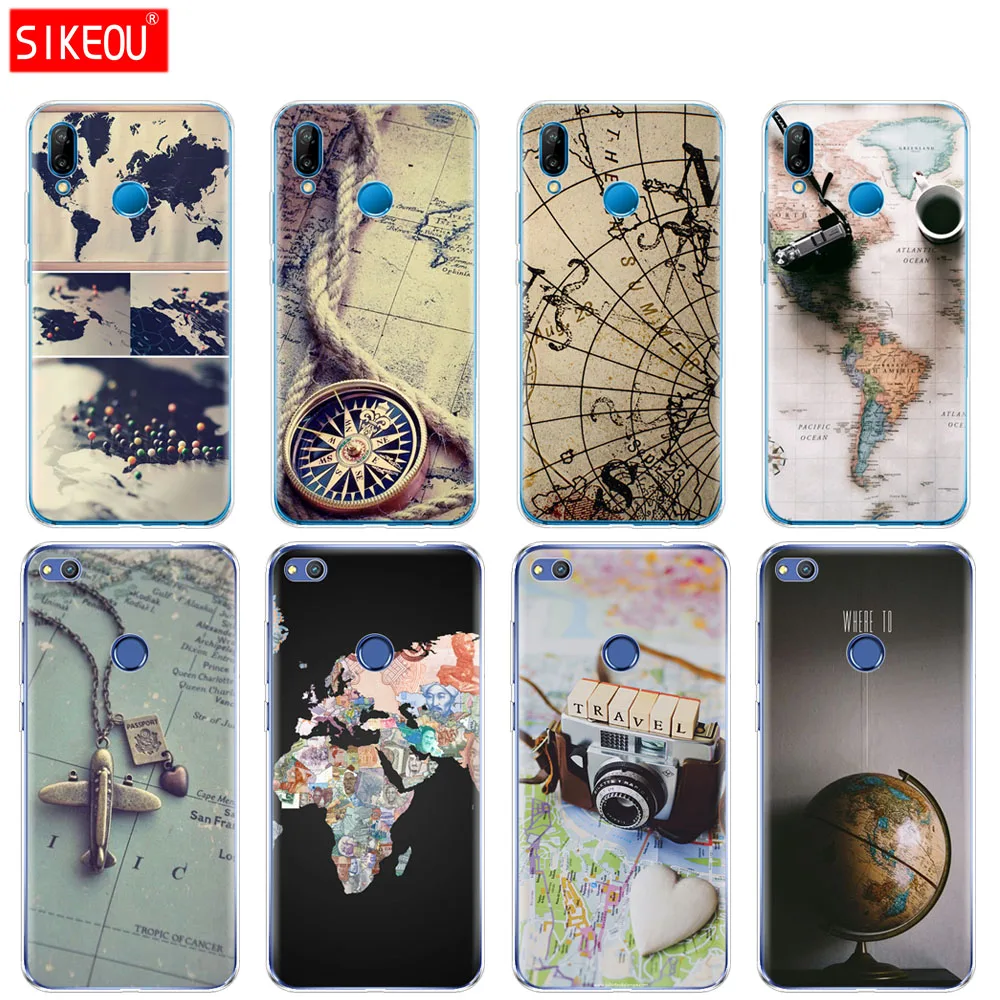 Силиконовый чехол для телефона Huawei P20 P7 P8 P9 P10 Lite Plus Pro 2017 P Smart Map дорожные