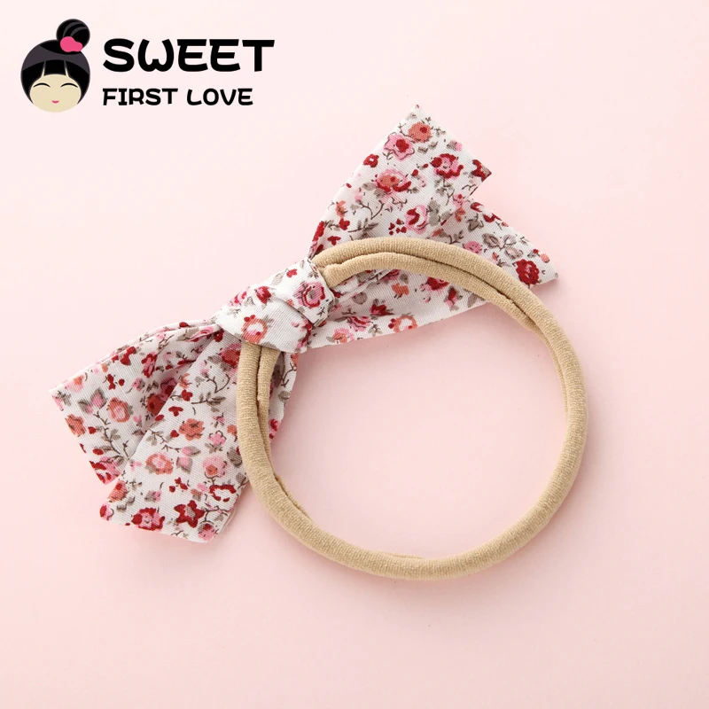 Lovely Printed Floral Headband Fabric Bow Elastic Nylon Hair Band For Children Simple Soft Customized Accessories Girls | Аксессуары для