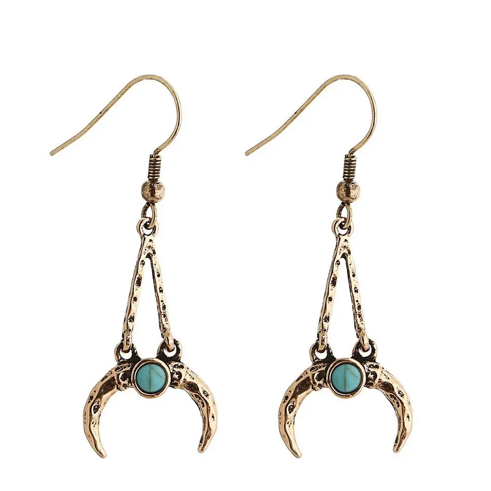 Винтажные Женские Висячие серьги в форме полумесяца роскошные серьги-подвески с