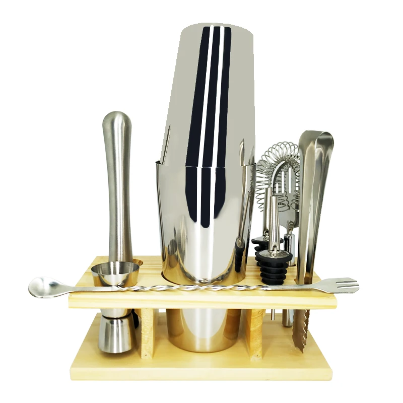 Набор бармена 2 10 шт. барный набор инструментов со стильной деревянной подставкой