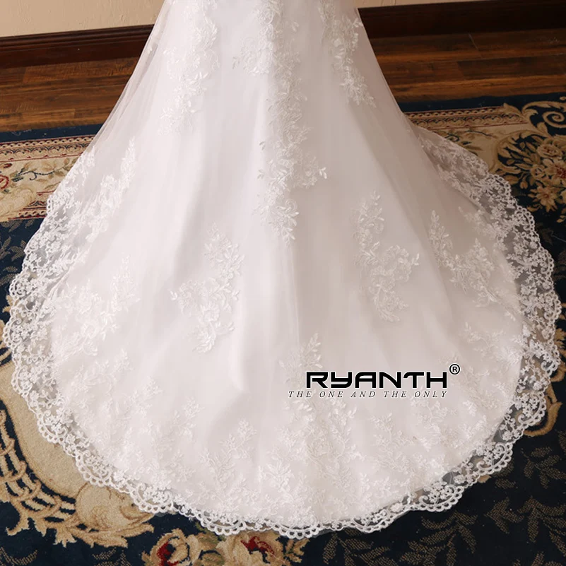 Ryanth свадебное платье Vestido De Noiva, сексуальное, длинный рукав, свадебное пдатье с вырезом на спине; Robe De брак кружевное свадебное платье с аппликацией ; обувь под свадебное платье для невесты