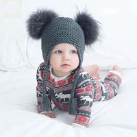 kids slouchy knit beanie hat bobble wool snow ski caps fur pom pom kids cable cuff beanie hats