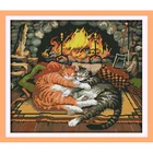 Китайские наборы для вышивки крестиком Вечная любовь Спящая кошка экологически чистый хлопок печатная печать 11CT Новогодние украшения сделай сам для дома