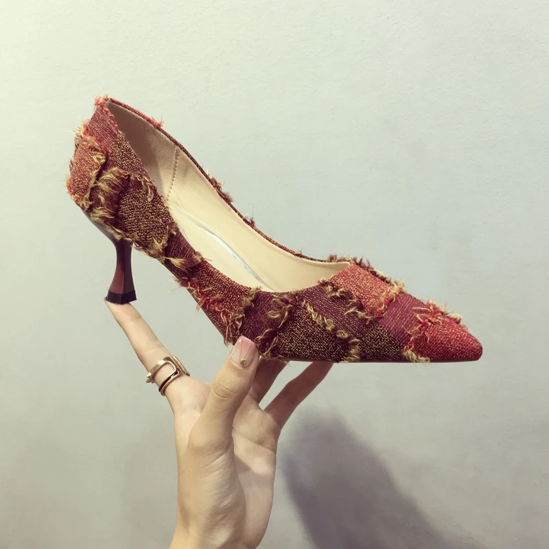 High heels female summer 2018 new wild fashion black stiletto shallow pointed single shoes women's sexy personality | Обувь