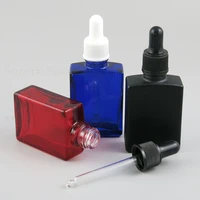 20 x square amber clear black blue glass bottle 30ml 1 oz e liquid perfume dropper essential oil bottles containers