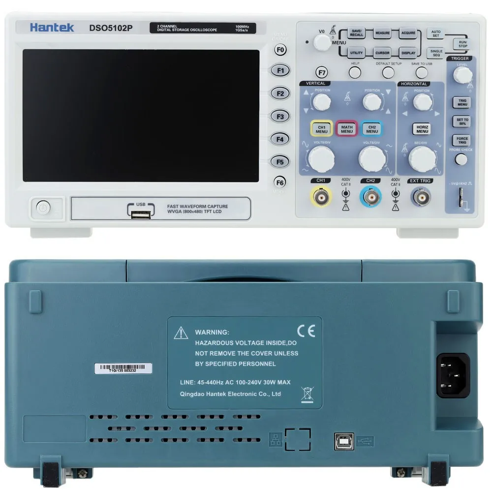 Цифровой осциллограф Hantek DSO5102P 100 МГц 2 канала частота дискретизации в реальном