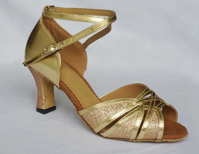 DILEECHI/Женская обувь для латинских танцев из искусственной кожи золотого цвета