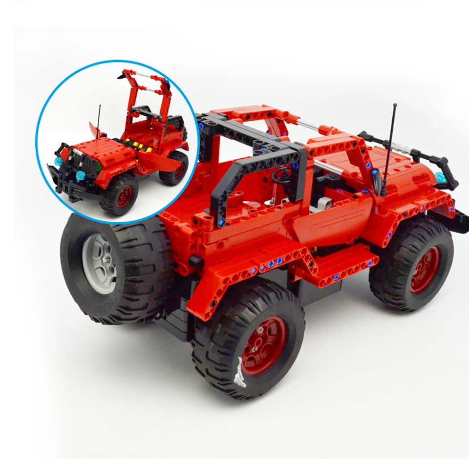 Technic серия строительные блоки RC автомобиль красный Jeep Wrangler 2 в 1 внедорожные
