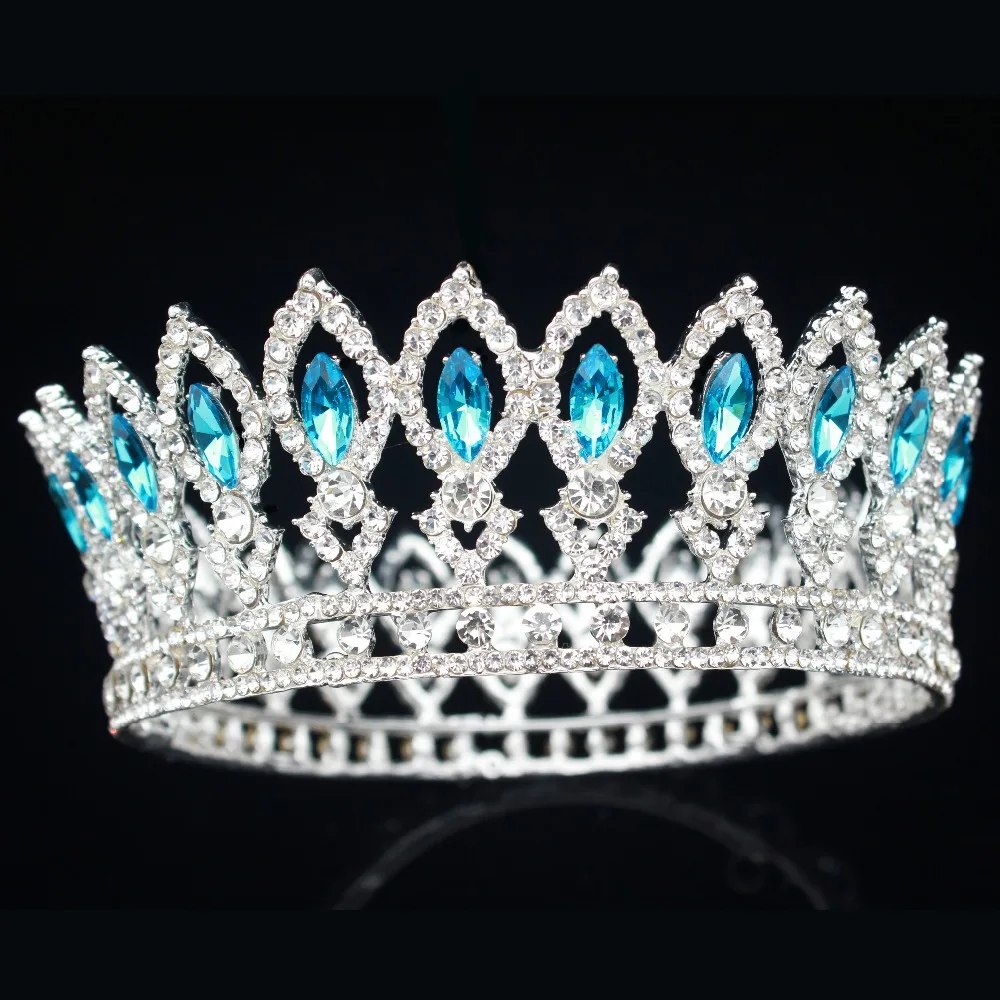 Gold Crystal Full Circle Bridal Queen Tiara Crown Vinatge Wedding Pageant Bride Hair Jewelry Accessories For Women Headpiece