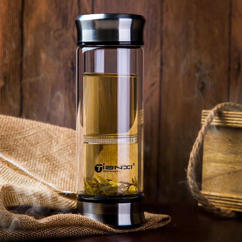 Портативная посуда для напитков стеклянные бутылки воды с двойными стенками и