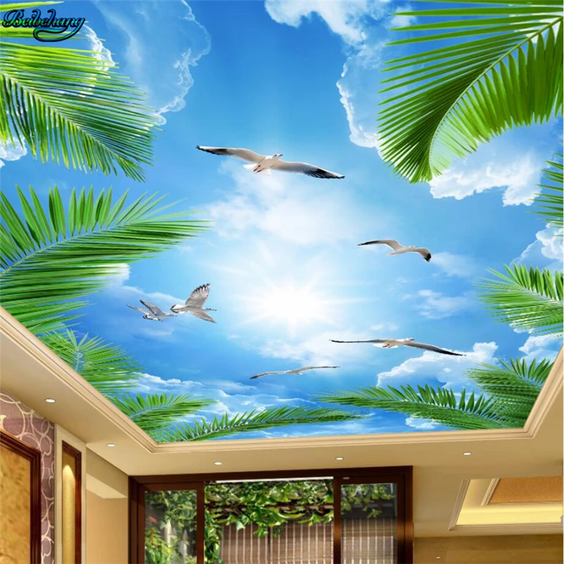 Большие пользовательские обои beibehang атмосфера красивое кокосовое голубое небо