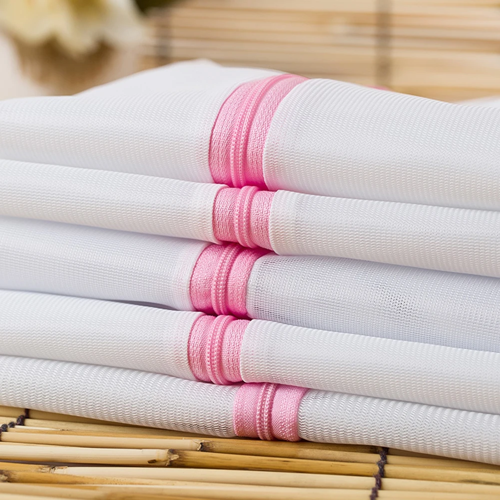 

5pcs Laundry Wash Bags Foldable Lingerie Bra Socks Underwear Washing Machine Bag Zippered Mesh Protection Net